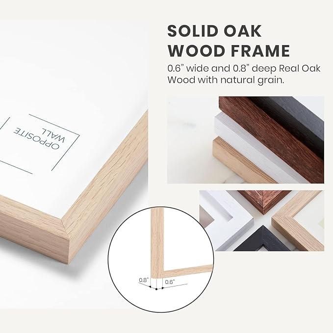 Opposite Wall - 8x8 in - Natural Solid Oak Wood Picture Frame - Lightweight, Versatile & Shatterproof - Wall Hanging Poster or Photo Frame - Wall Decor for Office, Gallery & Home