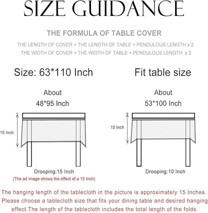 patdrea Designer Linen Green Rectangle Tablecloth,Framhouse Violets Pattern Floral Extra Long Tablecloths,Table Cover Decor for Kitchen Dining Christmas,Thanksgiving,Tea Party,63"x110"-Tara a