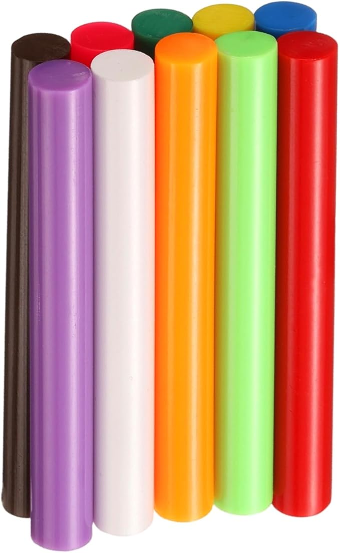 HARFINGTON 10pcs Hot Glue Sticks 0.43" Dia x 3.94" Long EVA Mini Hot Melt Adhesive Glue Stick for Hot Melt Gun Wood Plastic Glass Flowers Fabrics Foam, Multicolor