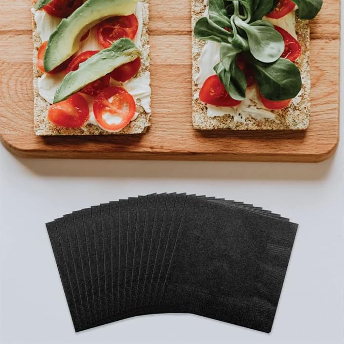 JAM PAPER Small Beverage Napkins - 5 x 5 - Black - 50/Pack