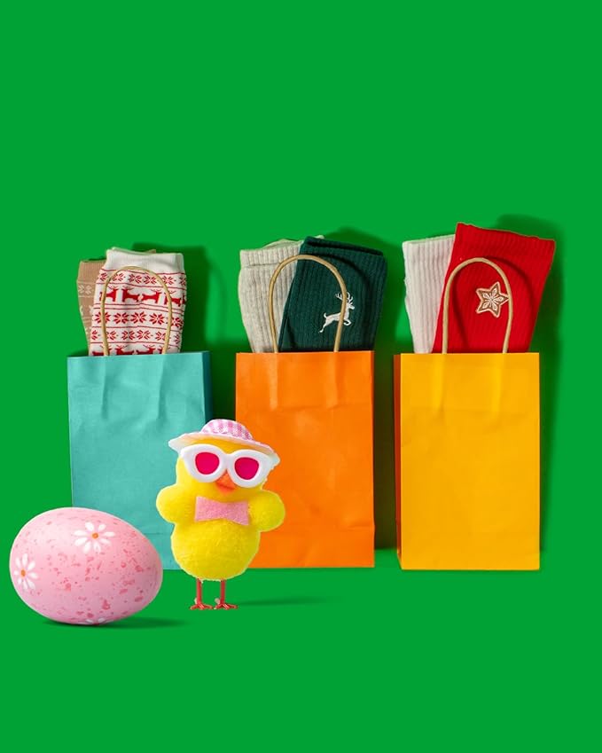 qiqee 200Pcs Paper Gift Bags with Handles - 4.5"×2.5"×6" Mini Party Favor Bags Multiple Uses - 16 Solid Colors