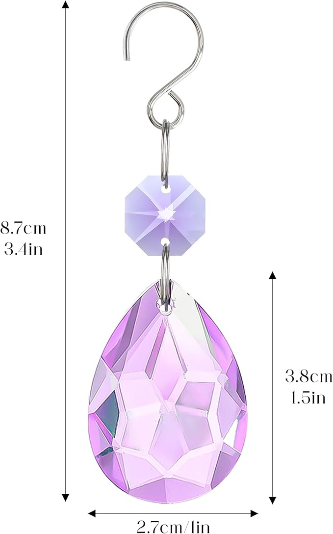 H&D HYALINE & DORA 3Inch Crystal Suncatcher Bauhinia Prisms Pendants 10Pcs Chandelier Crystals Replacement Hanging Sun Catcher Beads for DIY Arts Crafts Decor (Purple)