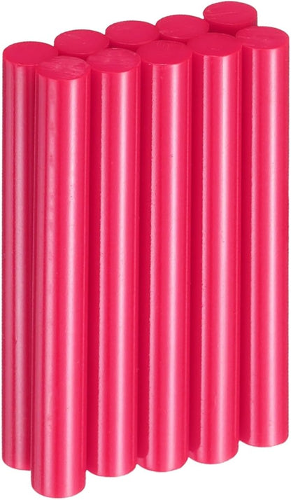 HARFINGTON 10pcs Hot Glue Sticks 0.43" Dia x 3.94" Long EVA Mini Hot Melt Adhesive Glue Stick for Hot Melt Gun Wood Plastic Glass Flowers Fabrics Foam, Rose Red