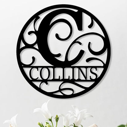 Personalized Metal Name Signs, Split Letter Monogram Wall Decor, Custom Last Name Sign, Family Name Sign for Outdoor, Personalized Wedding Gift, Garden Decor, Metal Wall Art, Housewarming Gift (MonogramDesign_11)