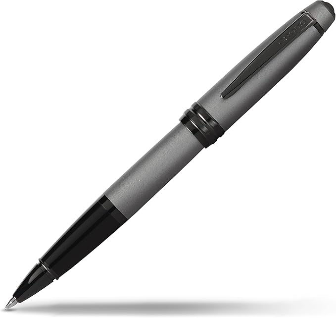 Cross Bailey Refillable Rollerball Pen Presented in a Premium Gift Box - Medium Point, Black Ink, Matte Gray