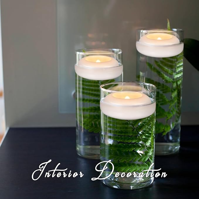 24Pack Waterproof Flameless Floating Tealights, 120+Hour Warm White Battery Flickering LED Tea Lights Candles - Wedding, Party, Centerpiece, Pool & SPA.