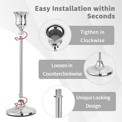 CHILL RECIPE Silver Taper Candle Stick Holders Tall Candle Holder, Vintage Candlesticks Holder Bulk for Home Decor Table Centerpiece Dining Party Festival Decorations(1 Set 3Pcs)