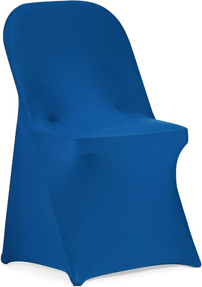Peomeise Stretch Spandex Folding Chair Cover for Wedding Party Dining Banquet Event (Classic Blue,12pcs)