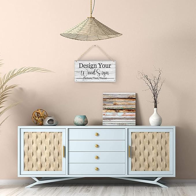 Custom Personalized Board Hanging Wood Sign, Design Your Welcome Sign, Customizable Wall Plaque, House Wood Sign for Garden Yard Home Farmhouse 9.8x5.1 inch