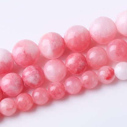 Pink Persian Jade Stone Beads Gemstone Round Crystal Energy Jade Beads Stone Beads for Jewelry Making DIY Bracelet Necklace Jewelry Making 1 Strand 15.5inch 45PCS 8MM