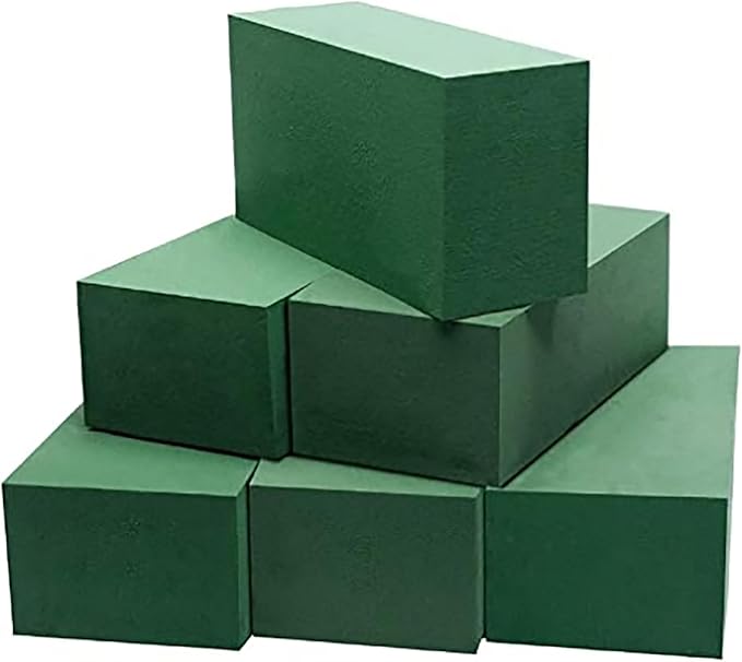 6 Pcs Floral Foam, Wet and Dry Floral Foam Blocks Flower Arrangement Kit for Fresh or Silk Artificial Flowers (Green, 6" L x 3" W x 2.5" H)