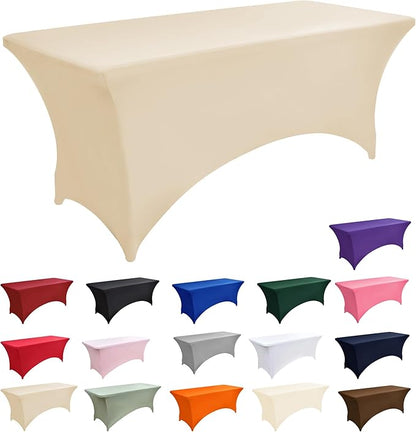 2-Pack 6ft Spandex Table Covers for Rectangle Standard Folding Tables - Wrinkle Resistant Stretch Tablecloths - Ultimate Fitted Table Protector for Parties, Trade Shows, Banquet