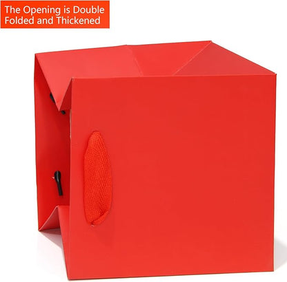 Red Paper Gift Bag 4 in Paper Box Small Square Bottom Kraft Paper Bags with Handles for Wedding Baby Shower Birthday Party (Red, 4 x 4 x 4 in, 10 CT)