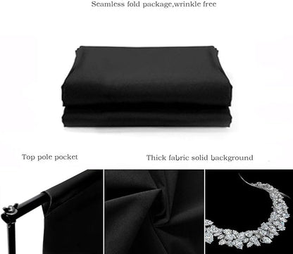Black Backdrop for Photography Portrait Background Screen for Photo Backdrop Video Photography Studio (8x10ft, Black)