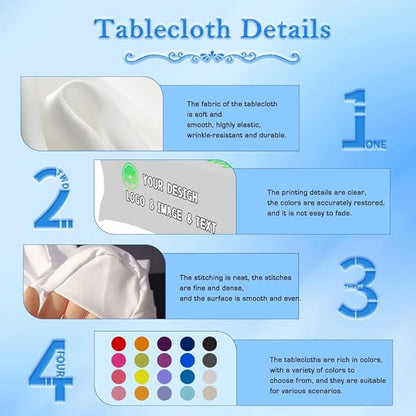 Custom Table Cloth with Business Logo 4FT 5FT 6 FT 8 FT Spandex Customized Table Cover Stretch for Tradeshow Events Birthday Wedding Anniversary Mantel Personalized Table Cloth (5FT)