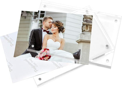 Magicool Premium Acrylic Photo Frame- Magnet Photo Frame -Double Sied Thick Desktop Frames (4x6 5 Pack)
