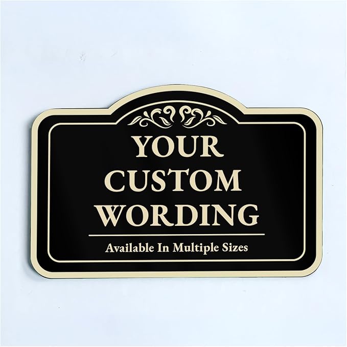 Custom Decorative Outdoor Metal Signs, Aluminum, Customized Driveway Signs, Waterproof, Made In USA, Style 1 Black Charcoal 14x10 In