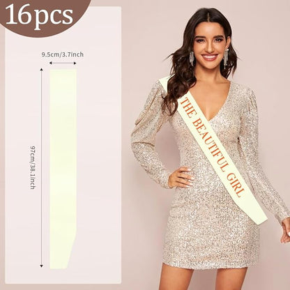 Blank Sash 16 PCS Sashes DIY Satin Sash Chair Sashes Scout Sash President Sash Senior Sash Scout Sash Wedding Party Sash