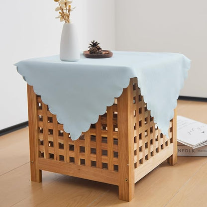 Small Square Light Blue Tablecloth 24 x 24 Inch Polyester Fabric Washable Table Cover Decorative Wrinkle Resistant Solid Color Table Cloth for Nightstand Party Wedding Camping
