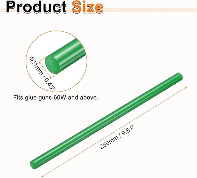 HARFINGTON 10pcs Hot Glue Sticks 0.43" Dia x 9.84" Long EVA Mini Hot Melt Adhesive Glue Stick for Hot Melt Gun Wood Plastic Glass Flowers Fabrics Foam, Deep Green