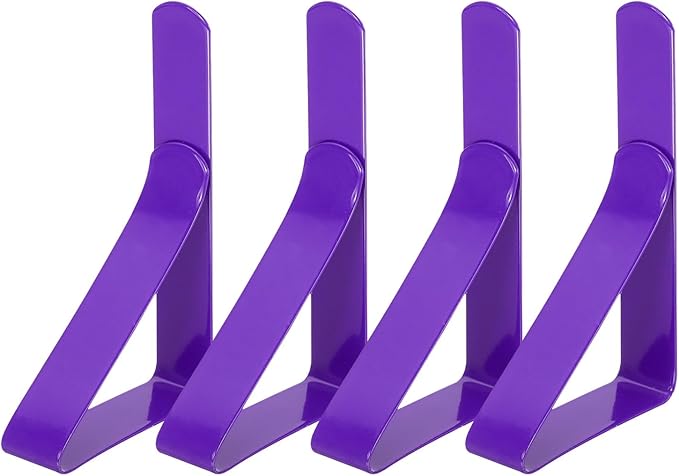 uxcell 4 Pack Tablecloth Clips, Stainless Steel Table Cloth Cover Clamps, 2.95" x 1.77" Windproof Holder Clips for Home Party Picnic Wedding Camping Dining Tables, Purple