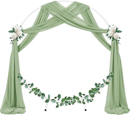 Socomi Wedding Arch Draping Fabric 2 Panels 29" x 19Ft Sage Green Sheer Chiffon Curtain Drapes 6 Yards for Wedding Ceremony Birthday Party Decoration