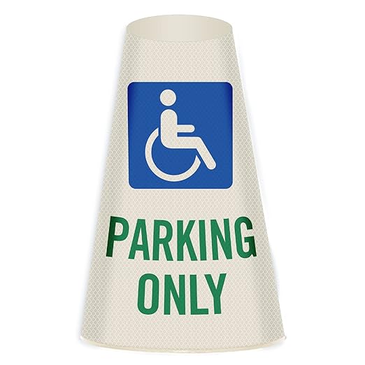 SmartSign “Handicapped Parking Only” Bright Reflective Cone Message Sleeve, [Cone Not Included]