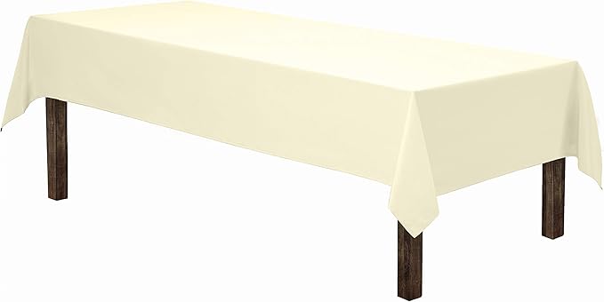Gee Di Moda Rectangle Tablecloth - 60 x 126 Inch Ivory Table Cloth for 8 Foot Rectangle Table - Heavy Duty Washable Fabric - for 8 Ft Buffet Table, Holiday Party, Dinner, Wedding & Baby Shower