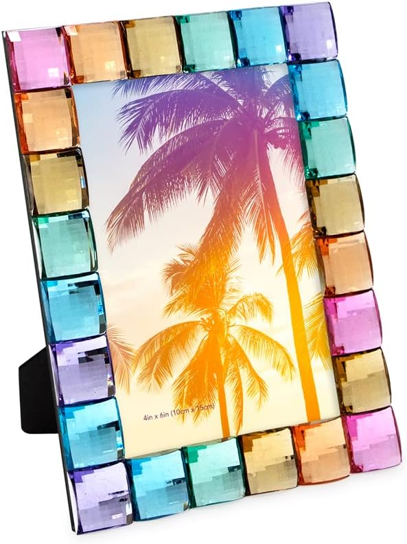 Isaac Jacobs Decorative Sparkling Jewel Picture Frame, Photo Display & Home Décor (4x6, Rainbow)
