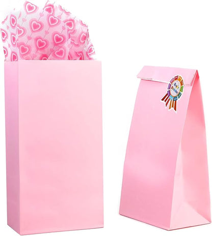 Oletx 30-Pack Pink Party Favor Paper Bags for Birthday,Treat,Goodie, Candy, Paper Lunch Bags, Babyshower,Valentine's Day,Mother's Day