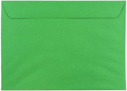JAM PAPER 9 x 12 Booklet Colored Envelopes - Green Recycled - Bulk 500/Box