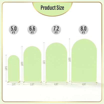 LEBENGURU Upgraded 5FT Wedding Arch Cover, Green Spandex Fitted Arch Backdrop Cover, Round Top Chiara Stand Covers for Birthday Party Baby Shower Banquet Balloon Décor