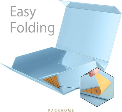 PACKHOME 6 Extra Large Gift Boxes 17.5x11.3x4.3 Inches, Sturdy Shirt Boxes with Magnetic Lids for Clothes and Large Gifts (Glossy Light Blue)