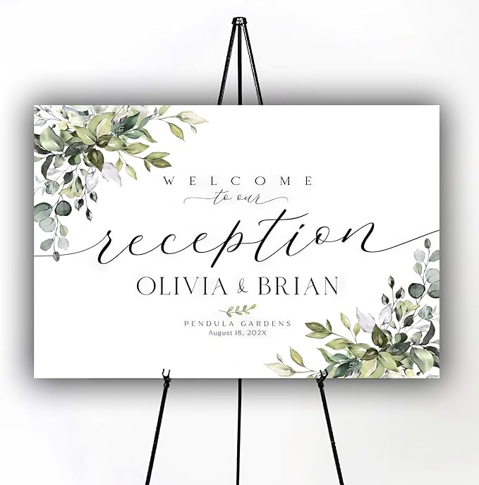 Personalized Wedding Welcome Sign, Welcome To Our Wedding Sign, Reception Welcome Sign, Wedding Reception Sign, Wedding Welcome Sign, Wedding Reception Decor, Greenery Wedding Sign, #1