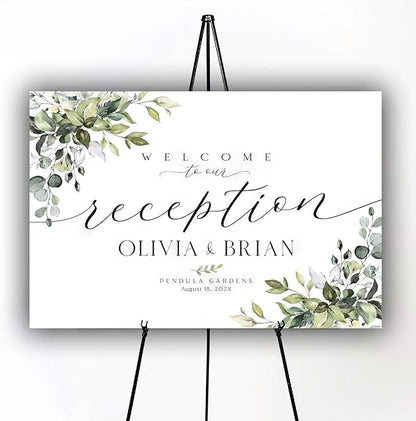 Personalized Wedding Welcome Sign, Welcome To Our Wedding Sign, Reception Welcome Sign, Wedding Reception Sign, Wedding Welcome Sign, Wedding Reception Decor, Greenery Wedding Sign, #1
