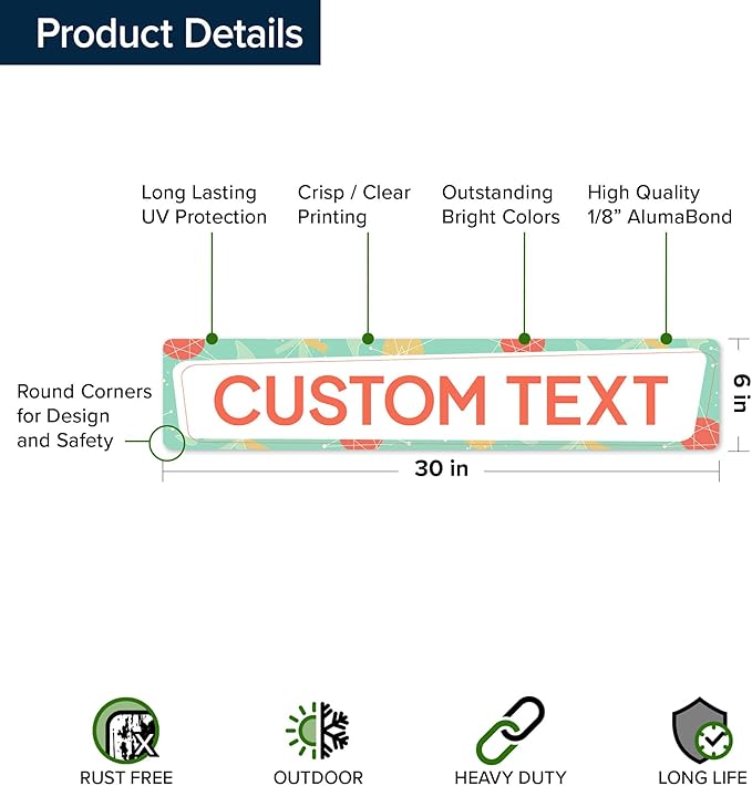 Custom Sign, Custom Street Sign, 11 Font Colors, 13 Font Styles, 4 Hole Options, 22 Sizes, 6x30 Inches, Rust Free DiBound, Fade Resistant, Made in USA by My Sign Center (Mid-Century Modern 2)