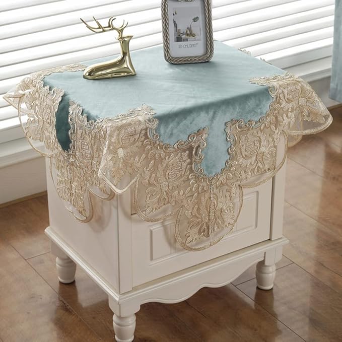 vctops Damask Lace Patchwork Tablecloth Luxury Square Small Table Cover Elegant Floral Embroidered Lace Table Cloth for Party Kitchen Dinning Picnic Decoration (Type L,22"x22")