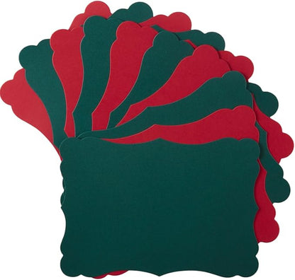 50 Pack Christmas Blank Kraft Cards Cardstock Thick Paper Brown Greeting Cards for DIY Gift Card Menus, Baby Shower and Wedding Invitations (Christmas Red/Green, 5x7IN)