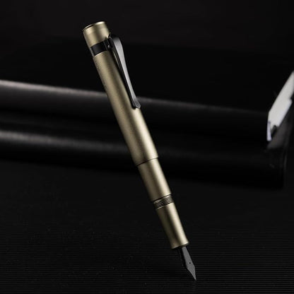Hongdian M2 Black Forest Mini Fountain Pen, Extra Fine Soft Nib & Sleek Shape Aluminium Short Pocket Travel Pen (Army Green)