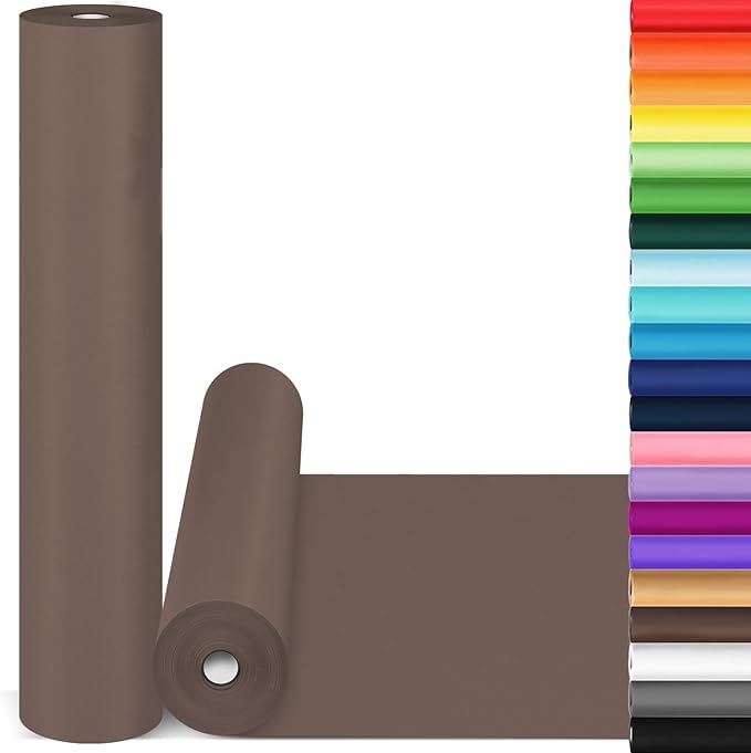 Chocolate Brown Wrapping Paper, 15"x900" Solid Color Art Craft Decorative Bulletin Board Kraft Paper for Men Dad Boys him, Perfect for Father's Day Eid Birthday Bouquet Flower Gift Wrap 80GSM 55LB