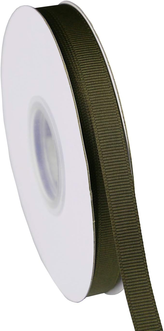 ITIsparkle 3/8" Inch Grosgrain Ribbon 50 Yards-Roll Set for Gift Wrapping Scrap Books Party Favor Hair Braids Baby Shower Decoration Floral Arrangement Craft Supplies, Dark Olive Ribbon