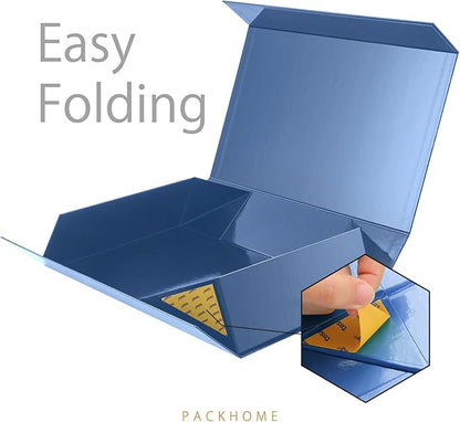 PACKHOME Extra Large Gift Box 17.5x11.3x4.3 Inches, Sturdy Shirt Box with Magnetic Lid for Clothes and Large Gifts (Glossy Blue)