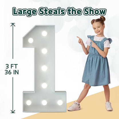 Marquee Numbers 3 Feet Tall Big Light Up Numbers 13th Happy Birthday Decorations Girl Boy White Anniversary Party Decor Large Cardboard Prop Backdrop Sign 13