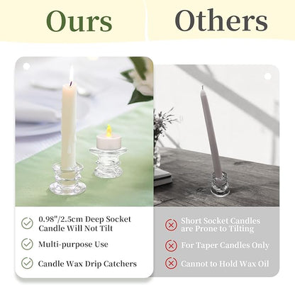 Glasseam Glass Tapered Candlestick Holders: 20Pcs Clear Taper Candle Holders Bulk Modern Small Candle Stick Candle Holder Short for Table Centerpiece Wedding Christmas Dinner Party Decor