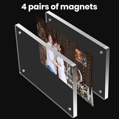Acrylic Magnetic Photo Frame, 3x5 Inch Double-sided Magnetic Photo Frame, Tabletop Frameless Postcard Display (3-Pack)