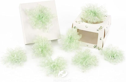HUIHUANG Curly Bows for Gift Wrapping Sage Green Gift Bows 5 inch x 8 Counts Self-Adhesive Curly Ribbon Bow for Presents, Treat Bags, Baby Shower Favors, Wrapping Accessories, Party Decor