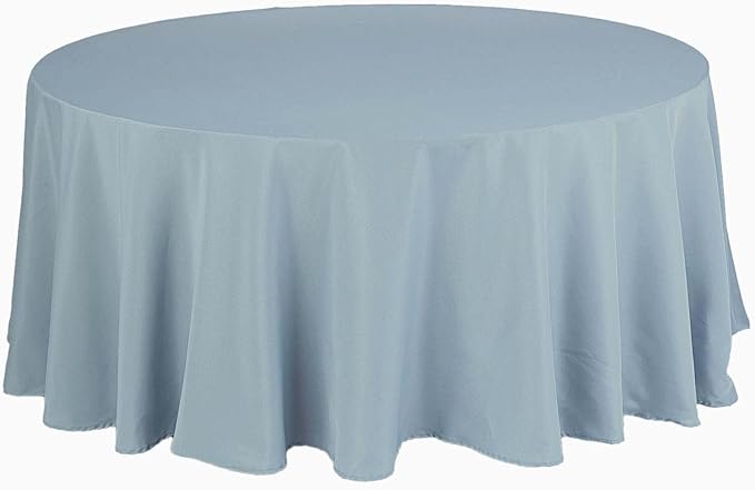 Efavormart Round Tablecloth, 132 Inch Stain & Wrinkle Resistant Washable Table Cloth, Decorative Polyester Fabric Table Cover for Banquet, Wedding, Dining- Dusty Blue