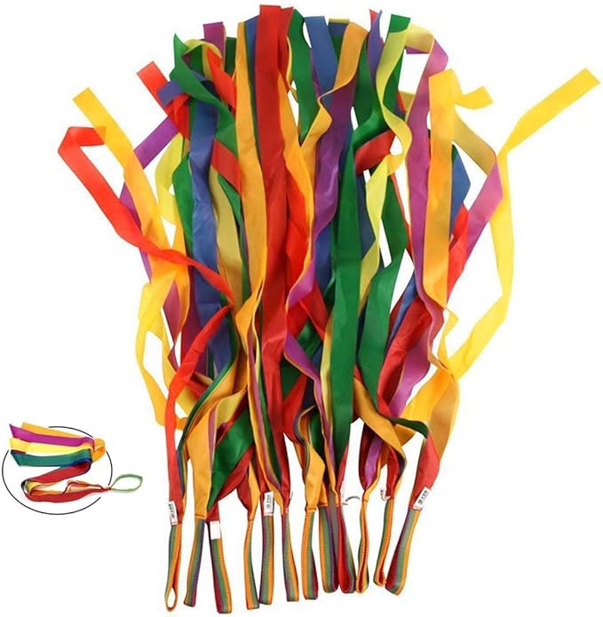 Rainbow Dance Ribbons, 12PCS Rhythm Ribbon Streamers for Kids Children Adults - Bright & Multi-Colored