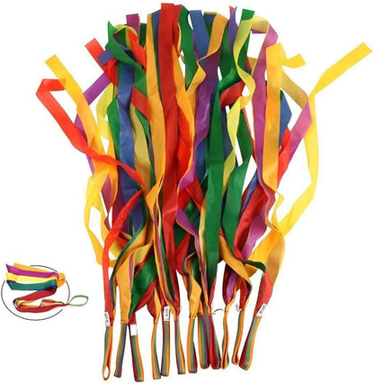 Rainbow Dance Ribbons, 12PCS Rhythm Ribbon Streamers for Kids Children Adults - Bright & Multi-Colored