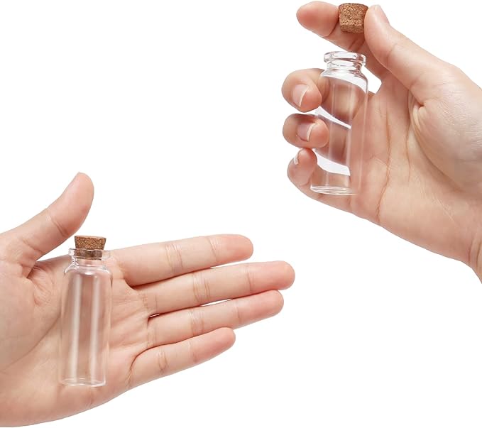 50 Pcs 20ml Mini Glass Bottles with Cork Stoppers, 29x64mm DIY Decoration Tiny Glass Jars, Mini Vials Cork, Message Wishing Bottle with Label Tags and String for Arts Crafts, Decoration, Party Favors